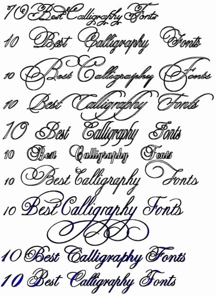 examples of calligraphy fonts